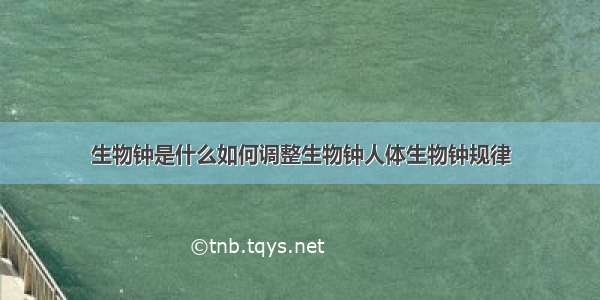 生物钟是什么如何调整生物钟人体生物钟规律