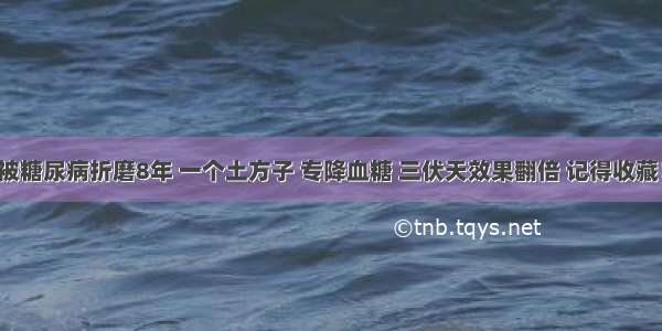 被糖尿病折磨8年 一个土方子 专降血糖 三伏天效果翻倍 记得收藏！