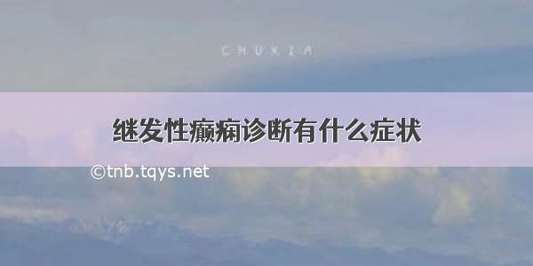 继发性癫痫诊断有什么症状