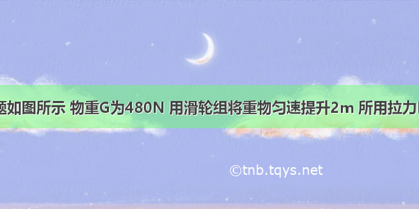 填空题如图所示 物重G为480N 用滑轮组将重物匀速提升2m 所用拉力F为20