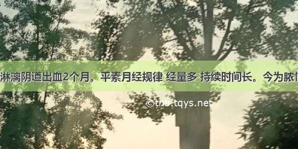 患者36岁 淋漓阴道出血2个月。平素月经规律 经量多 持续时间长。今为脓性血性分泌