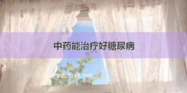 中药能治疗好糖尿病