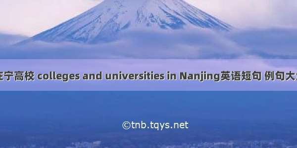 在宁高校 colleges and universities in Nanjing英语短句 例句大全