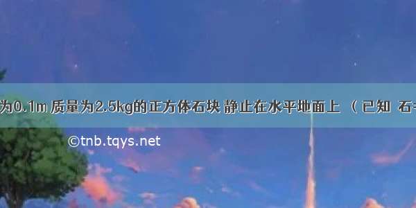 有一个边长为0.1m 质量为2.5kg的正方体石块 静止在水平地面上．（已知ρ石=2.5×103