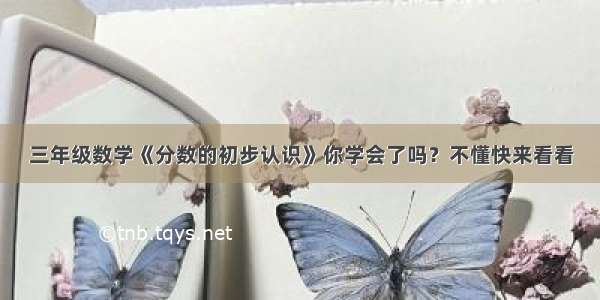 三年级数学《分数的初步认识》你学会了吗？不懂快来看看