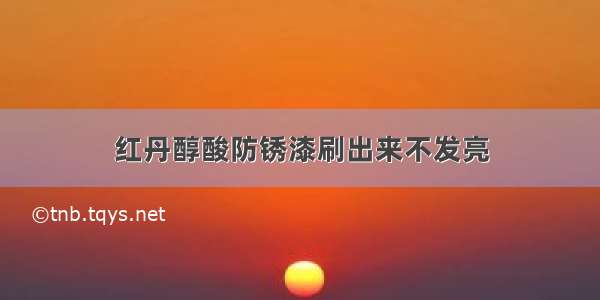 红丹醇酸防锈漆刷出来不发亮