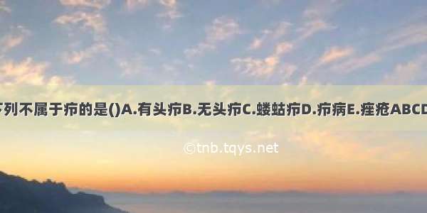 下列不属于疖的是()A.有头疖B.无头疖C.蝼蛄疖D.疖病E.痤疮ABCDE