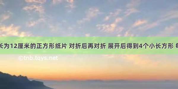 将一张边长为12厘米的正方形纸片 对折后再对折 展开后得到4个小长方形 每一个小长