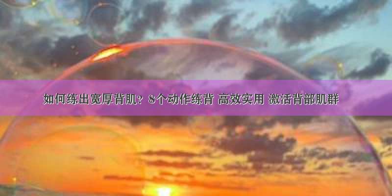 如何练出宽厚背肌？8个动作练背 高效实用 激活背部肌群