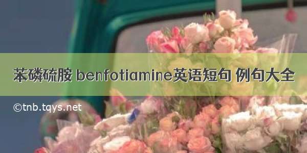 苯磷硫胺 benfotiamine英语短句 例句大全