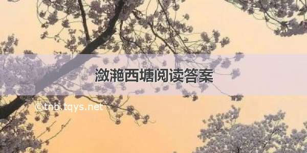 潋滟西塘阅读答案