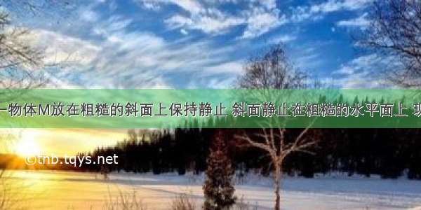 如图所示 一物体M放在粗糙的斜面上保持静止 斜面静止在粗糙的水平面上 现用水平力F