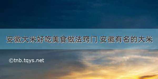 安徽大米好吃美食做法窍门 安徽有名的大米