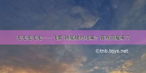 毛毛毛毛毛……飞絮 到底啥时结束？官方回复来了