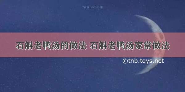 石斛老鸭汤的做法 石斛老鸭汤家常做法