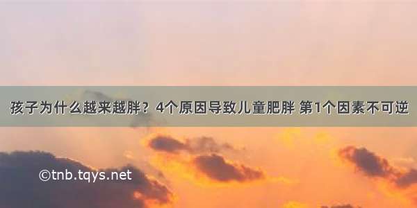 孩子为什么越来越胖？4个原因导致儿童肥胖 第1个因素不可逆