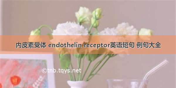 内皮素受体 endothelin receptor英语短句 例句大全