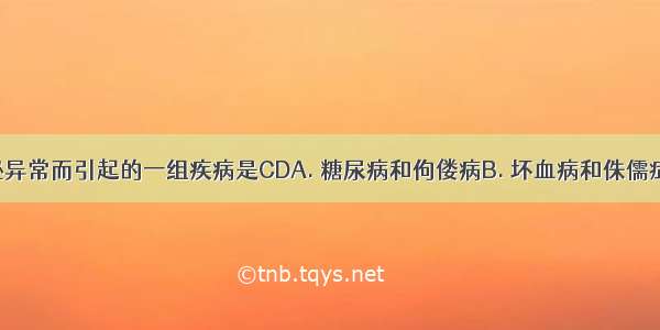 因激素分泌异常而引起的一组疾病是CDA. 糖尿病和佝偻病B. 坏血病和侏儒症C. 糖尿病