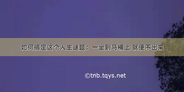 如何搞定这个人生谜题：一坐到马桶上 就便不出来