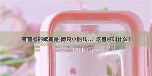 有首歌的歌词是‘两只小船儿…’ 这首歌叫什么？