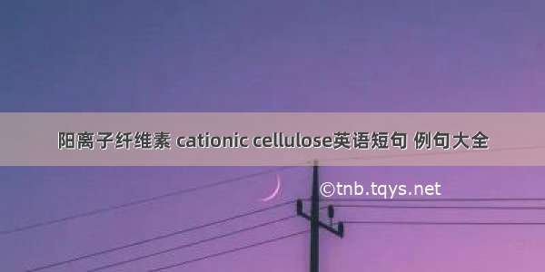 阳离子纤维素 cationic cellulose英语短句 例句大全