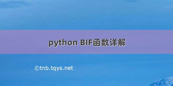 python BIF函数详解