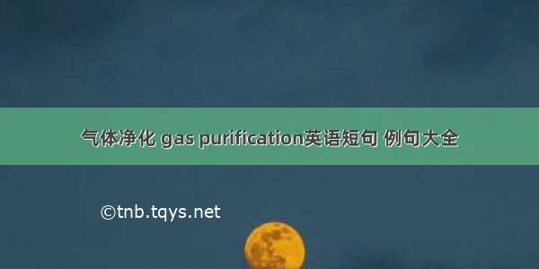 气体净化 gas purification英语短句 例句大全