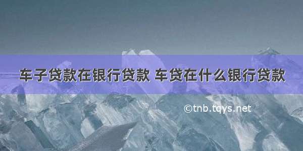 车子贷款在银行贷款 车贷在什么银行贷款