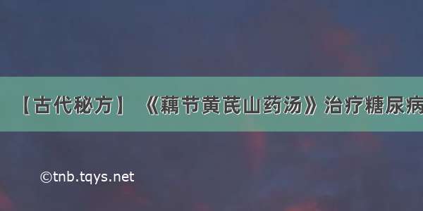 【古代秘方】 《藕节黄芪山药汤》治疗糖尿病