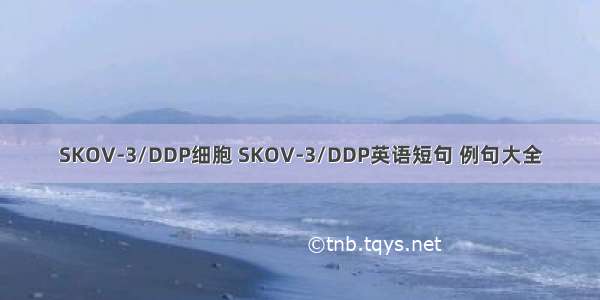 SKOV-3/DDP细胞 SKOV-3/DDP英语短句 例句大全