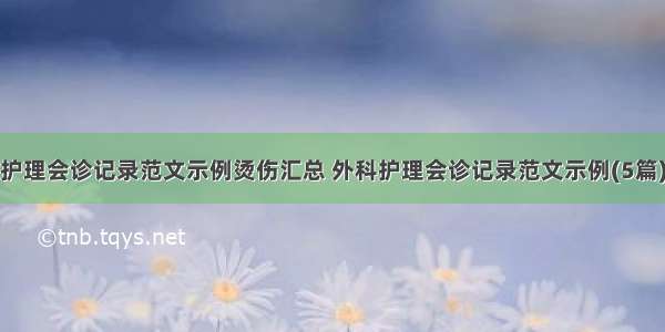 护理会诊记录范文示例烫伤汇总 外科护理会诊记录范文示例(5篇)