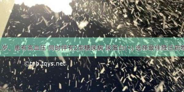 患者男 61岁。患有高血压 同时伴有2型糖尿病 尿蛋白(+) 选择最佳降压药物为A.利尿