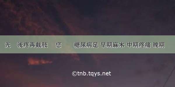 先癢後疼再截肢 請您認識糖尿病足 早期麻木 中期疼痛 晚期潰瘍