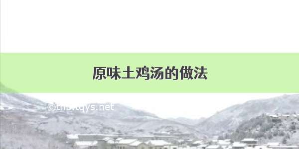 原味土鸡汤的做法