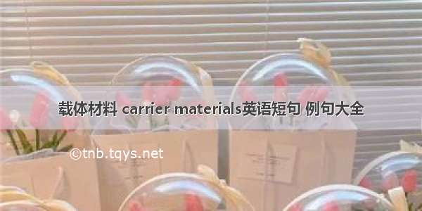 载体材料 carrier materials英语短句 例句大全