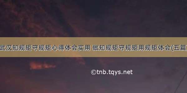 武汉知规矩守规矩心得体会实用 做知规矩守规矩用规矩体会(五篇)