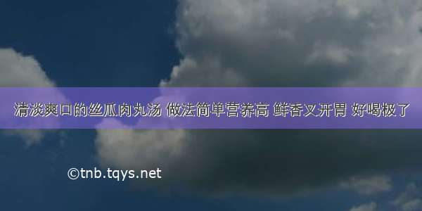 清淡爽口的丝瓜肉丸汤 做法简单营养高 鲜香又开胃 好喝极了