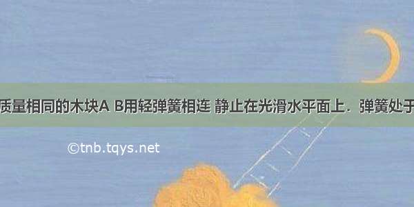 如图所示 质量相同的木块A B用轻弹簧相连 静止在光滑水平面上．弹簧处于自然状态．