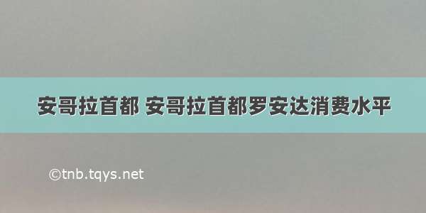 安哥拉首都 安哥拉首都罗安达消费水平