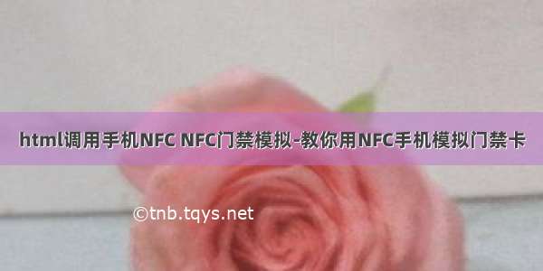 html调用手机NFC NFC门禁模拟-教你用NFC手机模拟门禁卡