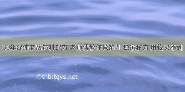 30年混沌老店馅料配方 老师傅教你做馅儿 独家秘方 用钱买不到