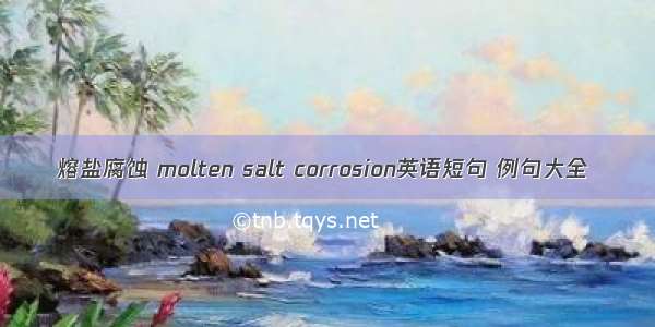 熔盐腐蚀 molten salt corrosion英语短句 例句大全