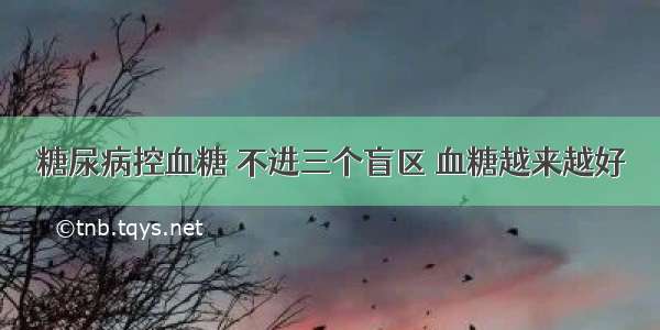 糖尿病控血糖 不进三个盲区 血糖越来越好