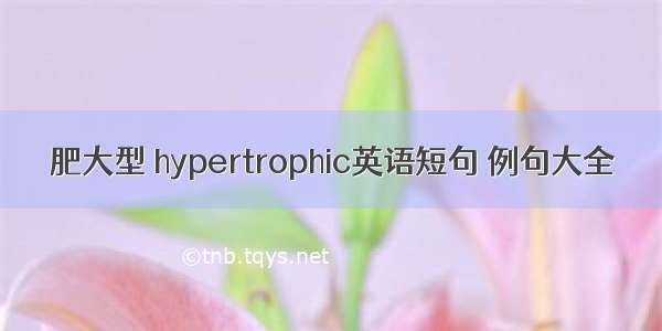 肥大型 hypertrophic英语短句 例句大全