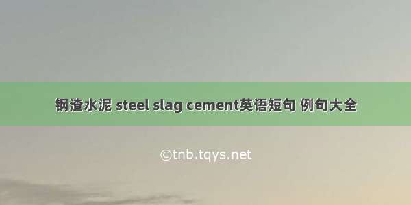 钢渣水泥 steel slag cement英语短句 例句大全