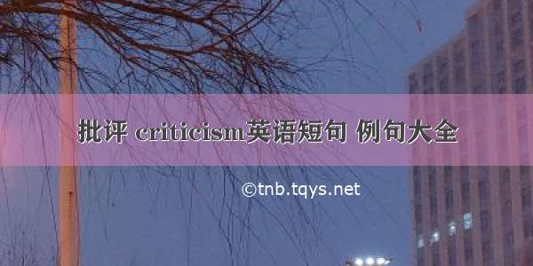 批评 criticism英语短句 例句大全