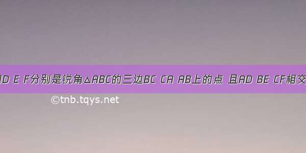 如图 已知D E F分别是锐角△ABC的三边BC CA AB上的点 且AD BE CF相交于点P A