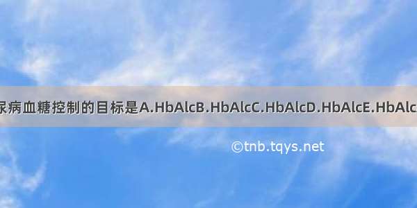 2型糖尿病血糖控制的目标是A.HbAlcB.HbAlcC.HbAlcD.HbAlcE.HbAlcABCDE