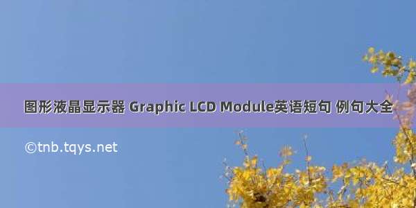 图形液晶显示器 Graphic LCD Module英语短句 例句大全