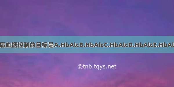 2型糖尿病血糖控制的目标是A.HbAlcB.HbAlcC.HbAlcD.HbAlcE.HbAlcABCDE